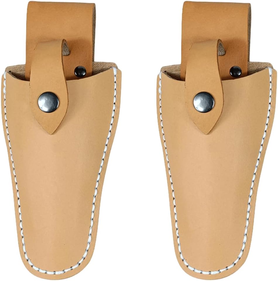 Pruner Holster,Garden Leather Hanging Pouch with Safety Lock for Hanging Pruning Shears for Garden Pruning Pliers Shears Scissors (Yellow-2)