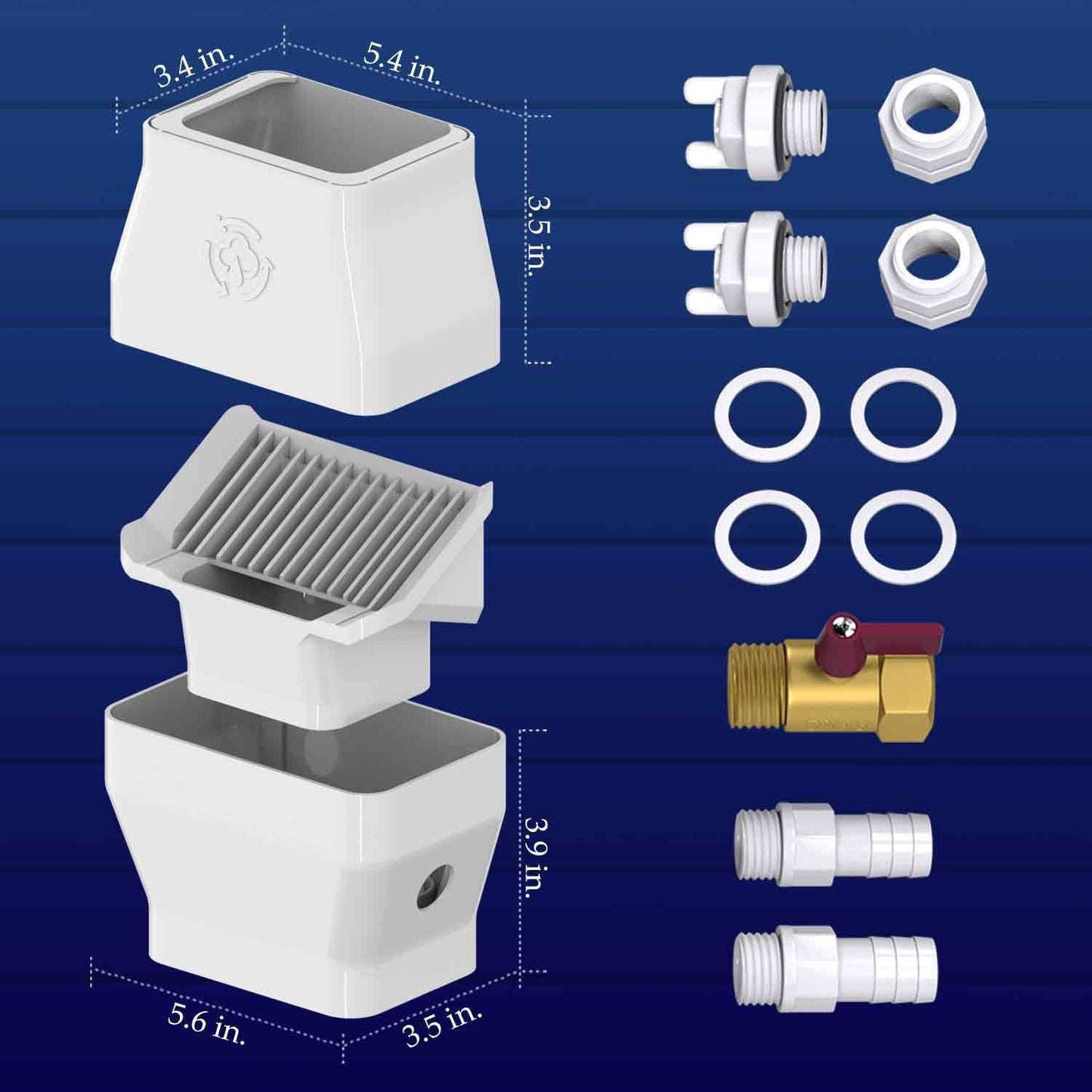 Rain Barrel Diverter Kit for 2"x3" or 3"x4" Gutter Downspouts, Rainwater Collection System with Filter and Brass Spigot – Rain Catcher Kit, Hose Not Included