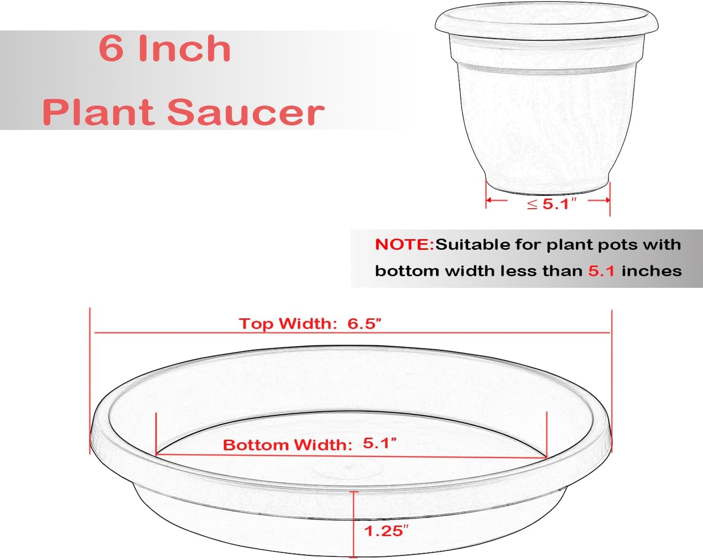 Plant Saucer 6inch 5 Pack