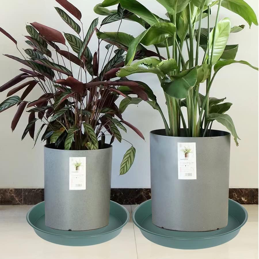 2 Pack of 16 17 inch Plant Saucer (15 inch Base), 2.3" Depth, Plant Trays for Pots, Plastic Plant Saucers for Indoors, Bird Bath Bowls, Flower Pot Drip Trays for Planter (17", Green)