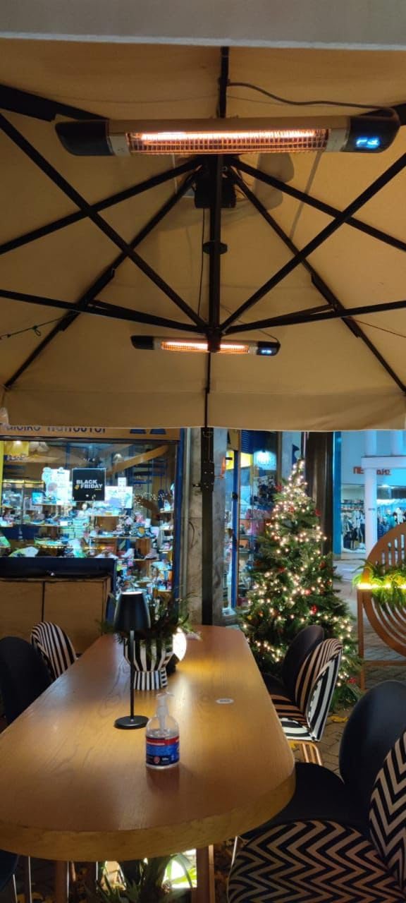 Luxeva Infrared Patio Heater, Carbon Wall Mounted Heater 300/1500W, 6 Heat Modes Outdoor Heater, IP55 Waterproof, Instant Heat in 3 Seconds, Remote Control (BLACK)