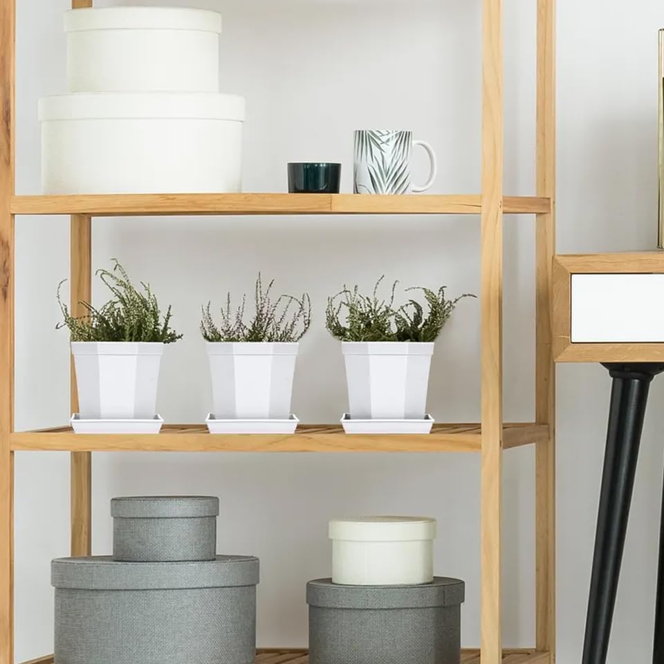 5 Pack Square Plant Saucer 14 Inch, Durable Plastic Plant Trays Plant Pot Saucers, Square Planters for Indoors and Outdoors Plants,Large Plant Saucers for Pots.