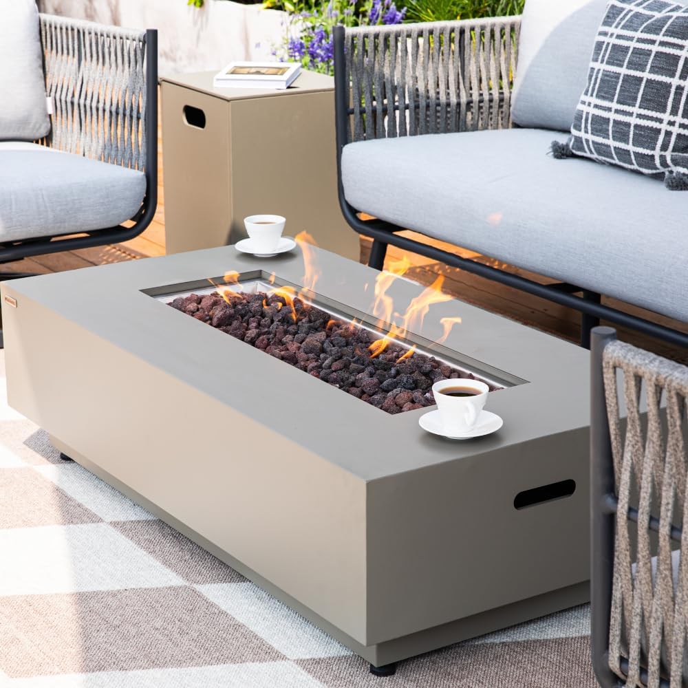 Westwood 50” Propane Fire Pit Smokeless Firepit Outdoor Gas Fire Pit for Outside Patio Firepit Table Includes Rain Cover Converter Kit Lava Rocks Lid CSA Certified