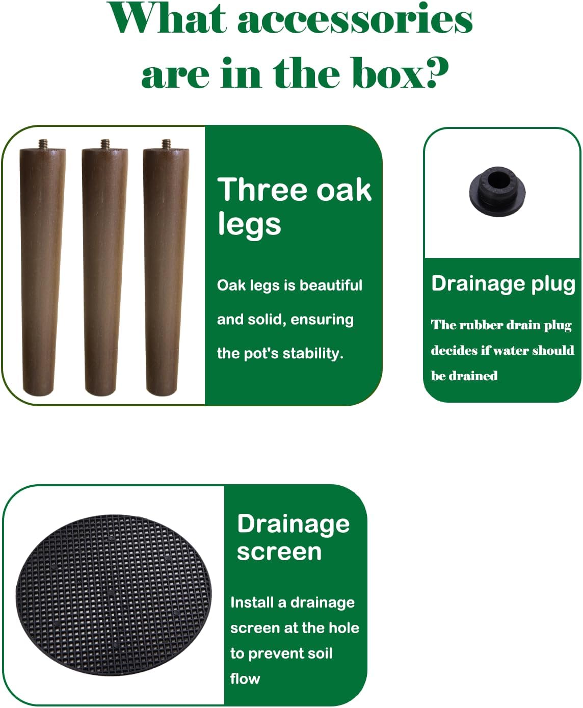 12 Inch Planter Pot with Stand, Planter for Indoor Plants, Modern Large Flower Planter Pot with Drainage Holes for Outdoor,Matte White