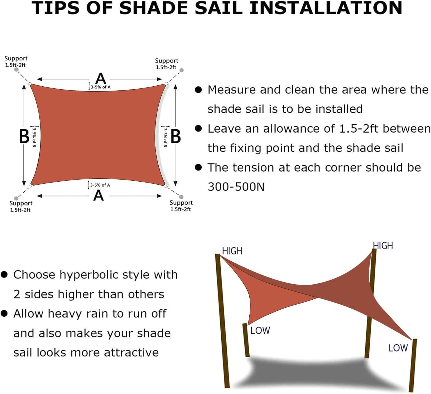 KANAGAWA 6'X20' Rust Red Custom Size Sun Shade Sail Rectangle UV Block Canopy Cover for Patio Backyard Lawn Garden Outdoor (Customized Available)