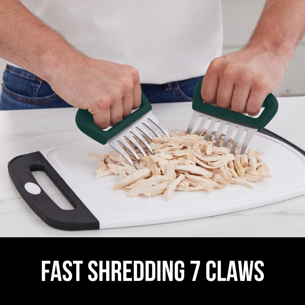 GORILLA GRIP BPA-Free Chicken Shredder Meat Claws, Sharp Stainless Steel Food Shredding Fork, Comfortable Handle, Easily Shred Pulled Pork, Taco Meats, Kitchen Smoker BBQ Tool, Dishwasher Safe, Hunter