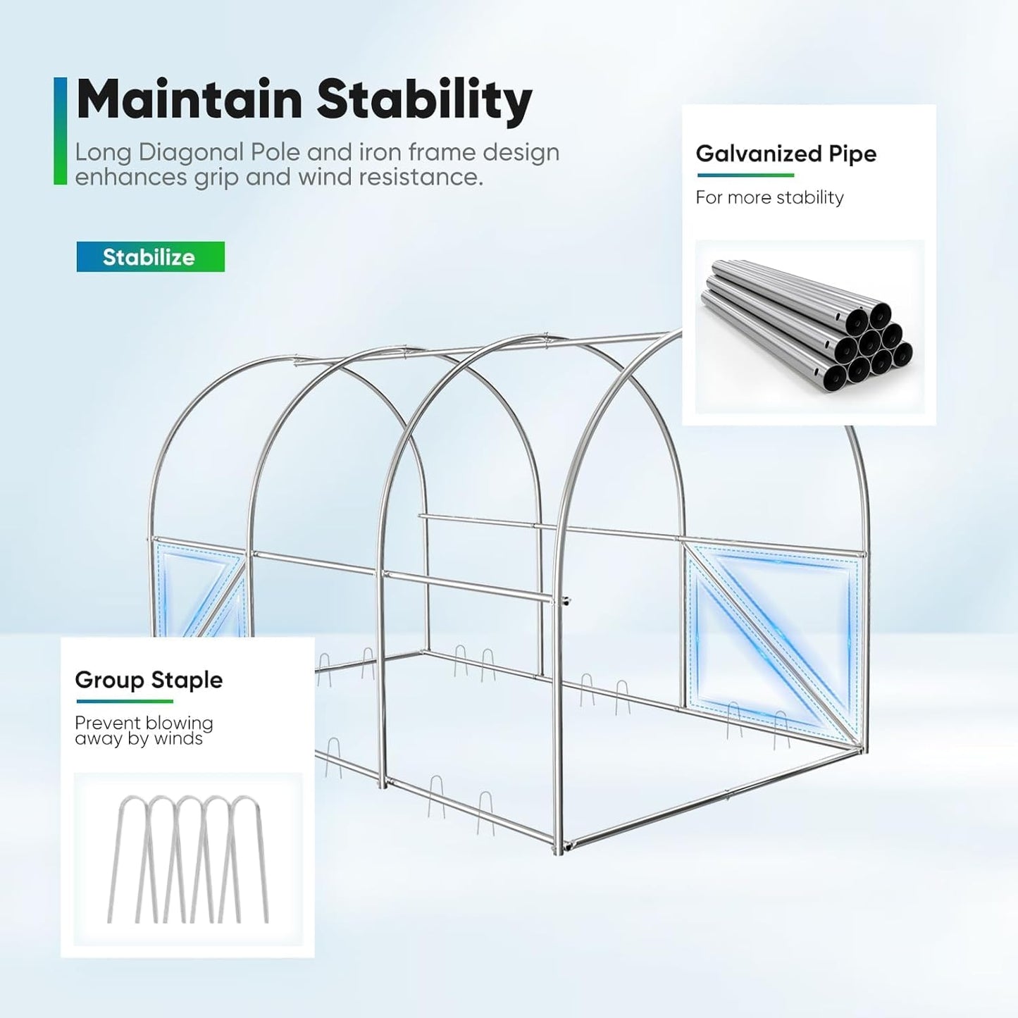 Quictent Premium Greenhouse for Outdoors, 10x6.6x6.6FT Upgraded Portable Walk-in Heavy Duty Frame Large Garden Plant Hot Outside Hoop House, 6 Ventilated Screen Window and Zipper Screen Door, White