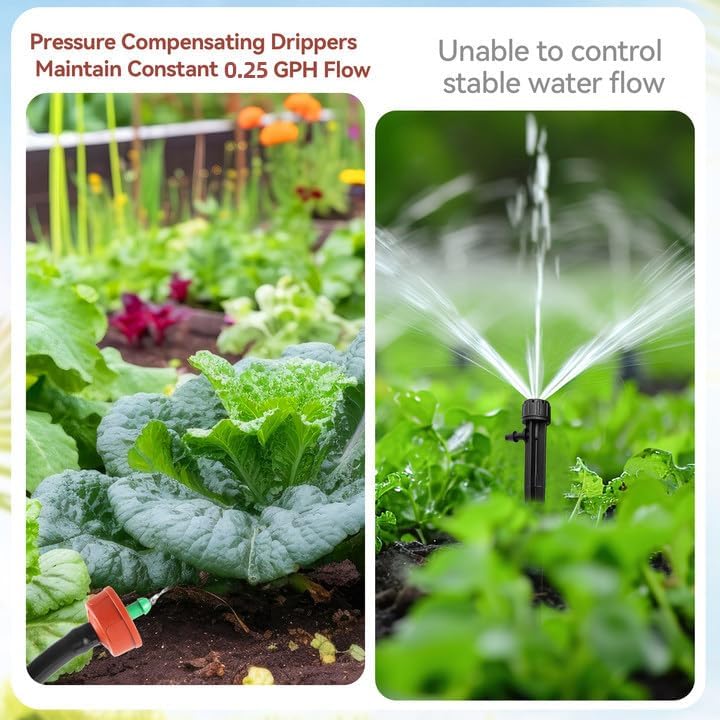 60Pcs 0.25 GPH Pressure Compensating Irrigation Spot Drippers,Constant Flow Barb Outlet Watering Dripper Emitters Heads Parts for 1/4 Inch Watering Tubing Line for Garden Pots Plant Irrigation Systems