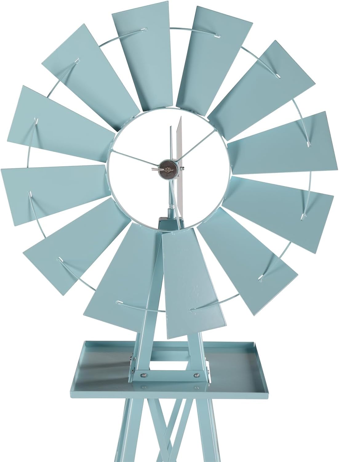 8FT Windmill for Yard Garden Decoration with Weather Vanes,Heavy Duty Outdoor Wind Mills, Large Metal Outdoor Windmill,Weather Resistant,Blue