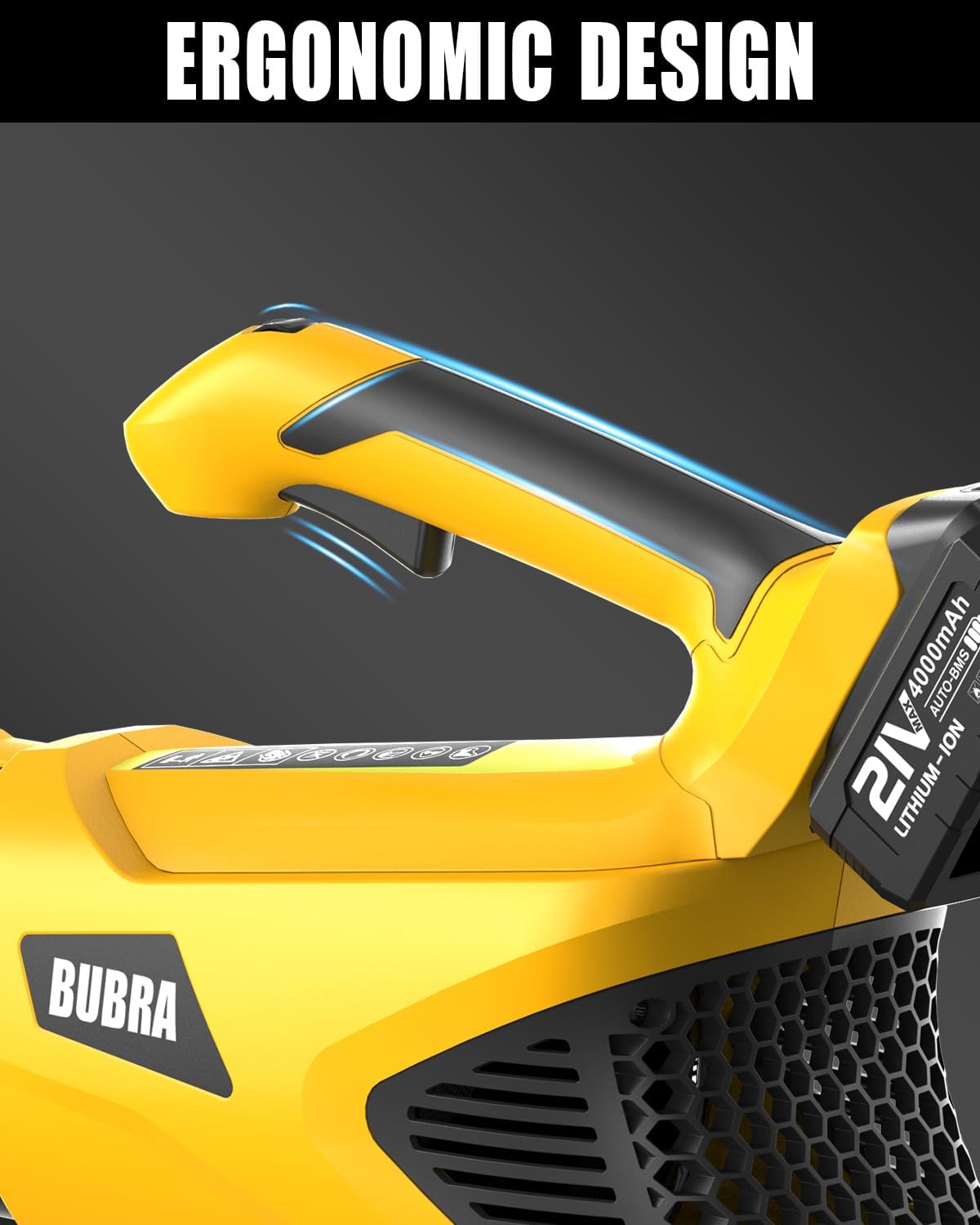 Cordless Leaf Blower 21V Electric Leaf Blower Cordless Powerful 500 CFM with 2 X 4.0Ah Batteries and Charger, 5 Speed Modes, Lightweight Battery Powered Leaf Blowers for Lawn Care and Yard Clearance