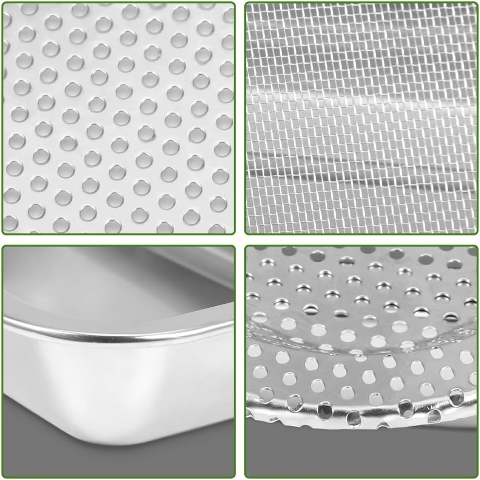 Picowe Stainless Steel Sprouting Trays Seed Sprouting Kit with Stainless Steel Mesh Tray Seed Starter Tray Seed Sprouting Kit (3pack, 10.4 x 7.7inch)