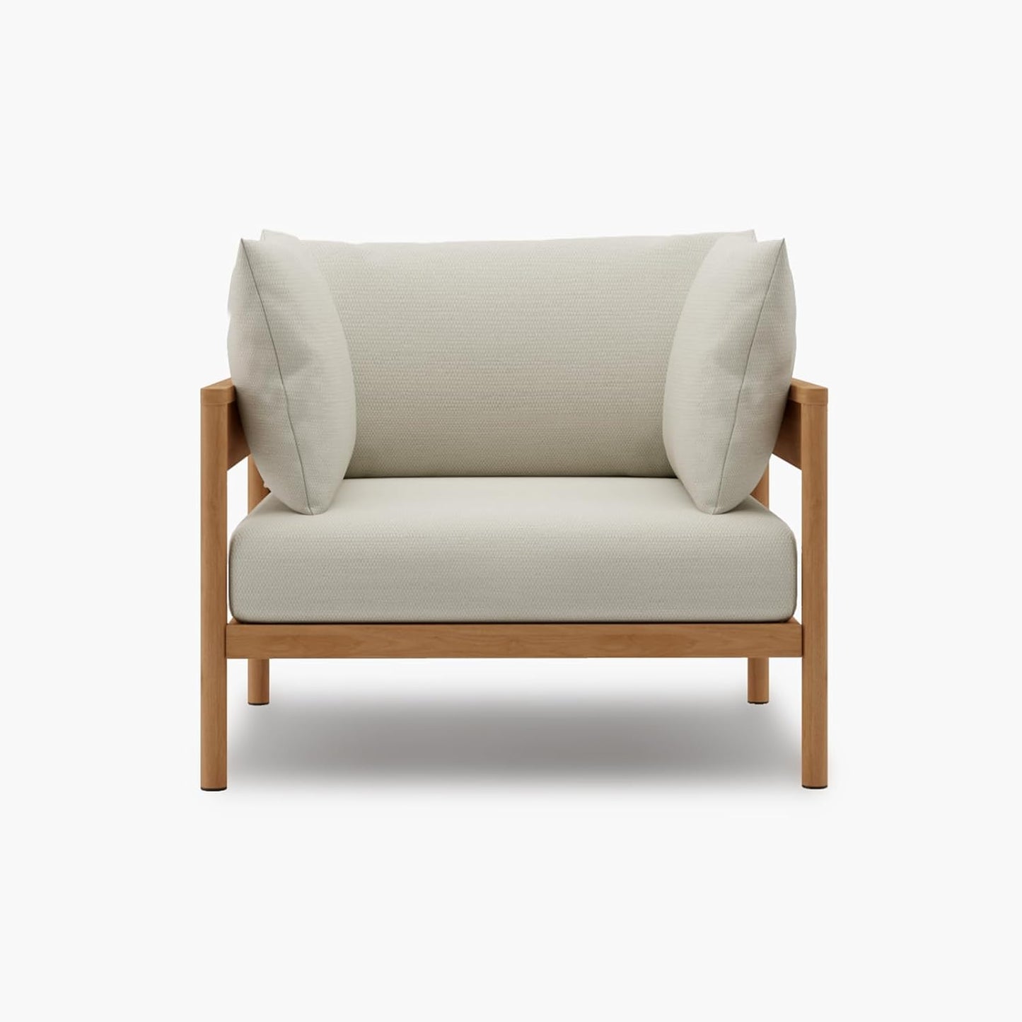 Acanva Modern Outdoor Patio Furniture Set, All-Weather Aluminium Conversation Sectional Sofa with Thick Cushions for Backyard, Garden, Porch, Armchair, Beige