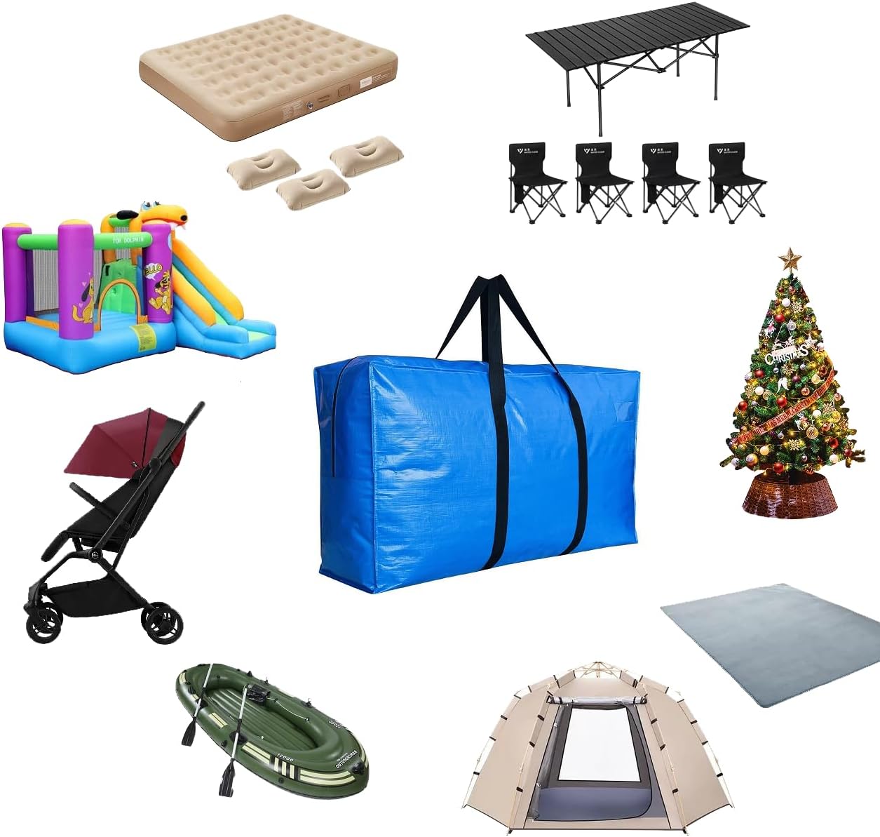 Extra Large Storage Bags, Jumbo Moving Tent Storage Bags, Waterproof Foldable Big Black XXL Duffle Bag for Travel, 42x23x13.5inch - 1PACK