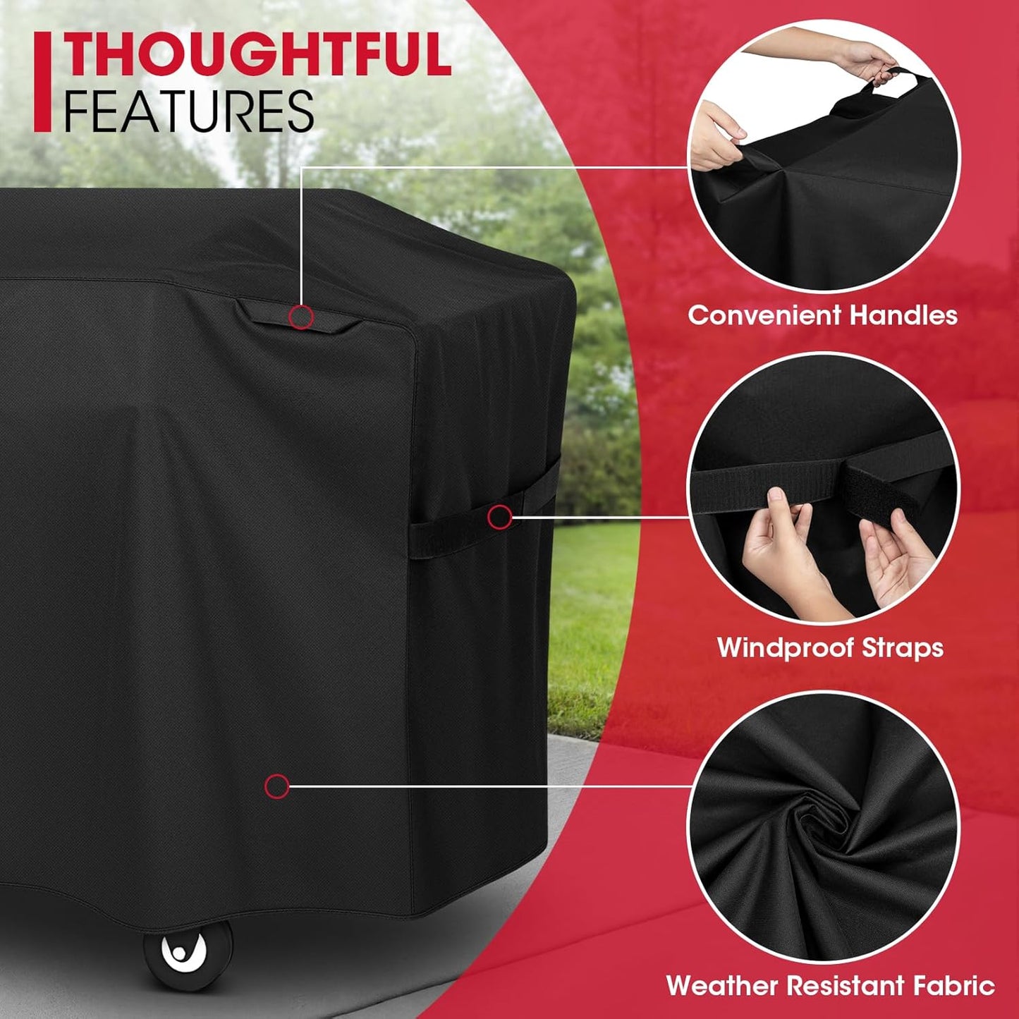 Unicook 5483 Griddle Cover for Blackstone 28 Inch Cooking Station with Hood, Heavy Duty Waterproof Flat Top Gas Grill Cover, All Weather Protection for BBQ Griddle, Black