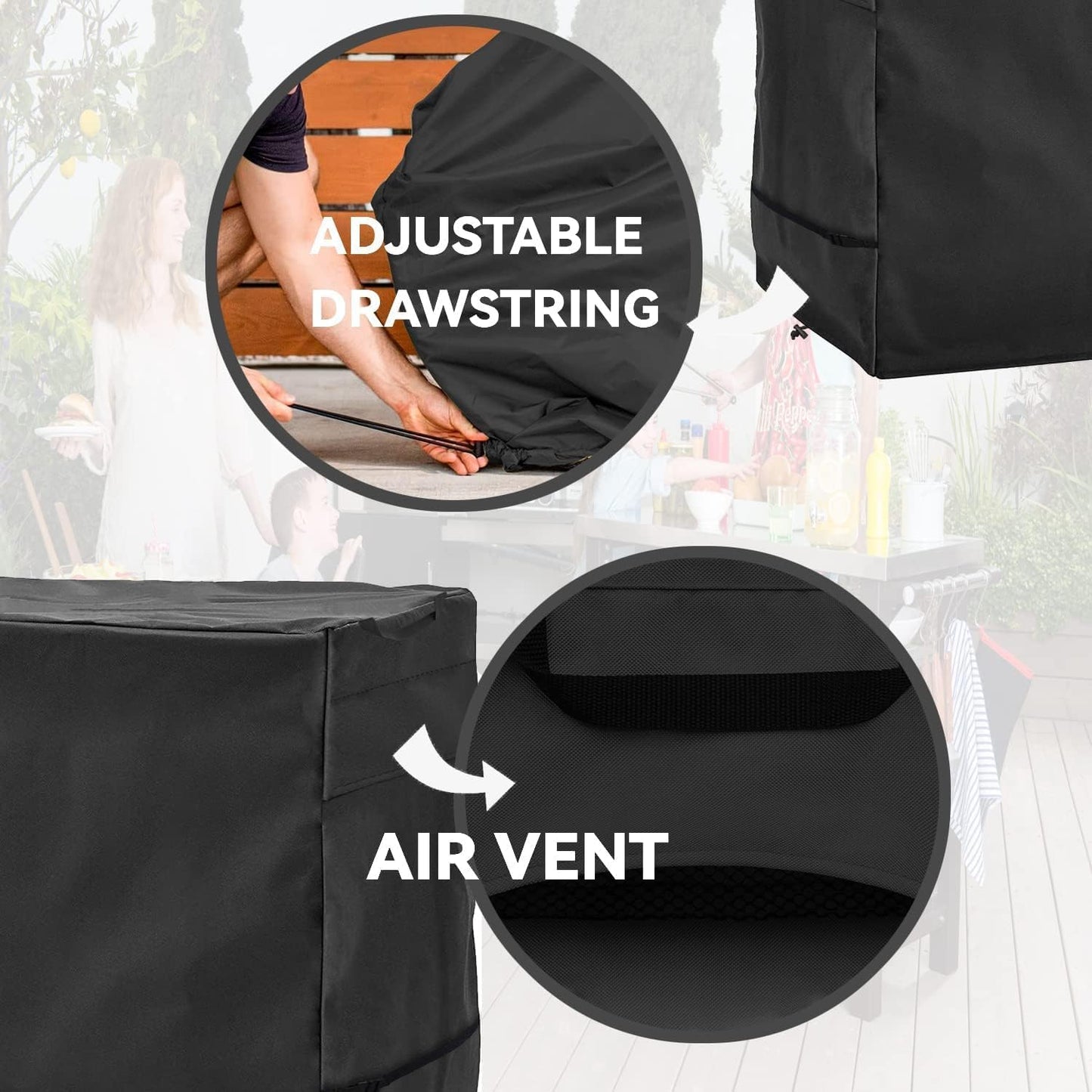 Outdoor Prep Table Cover - Heavy Duty Waterproof Cover for PC3404S Rolling Dining Table Compatible with 46 inch Outdoor Utility Cart