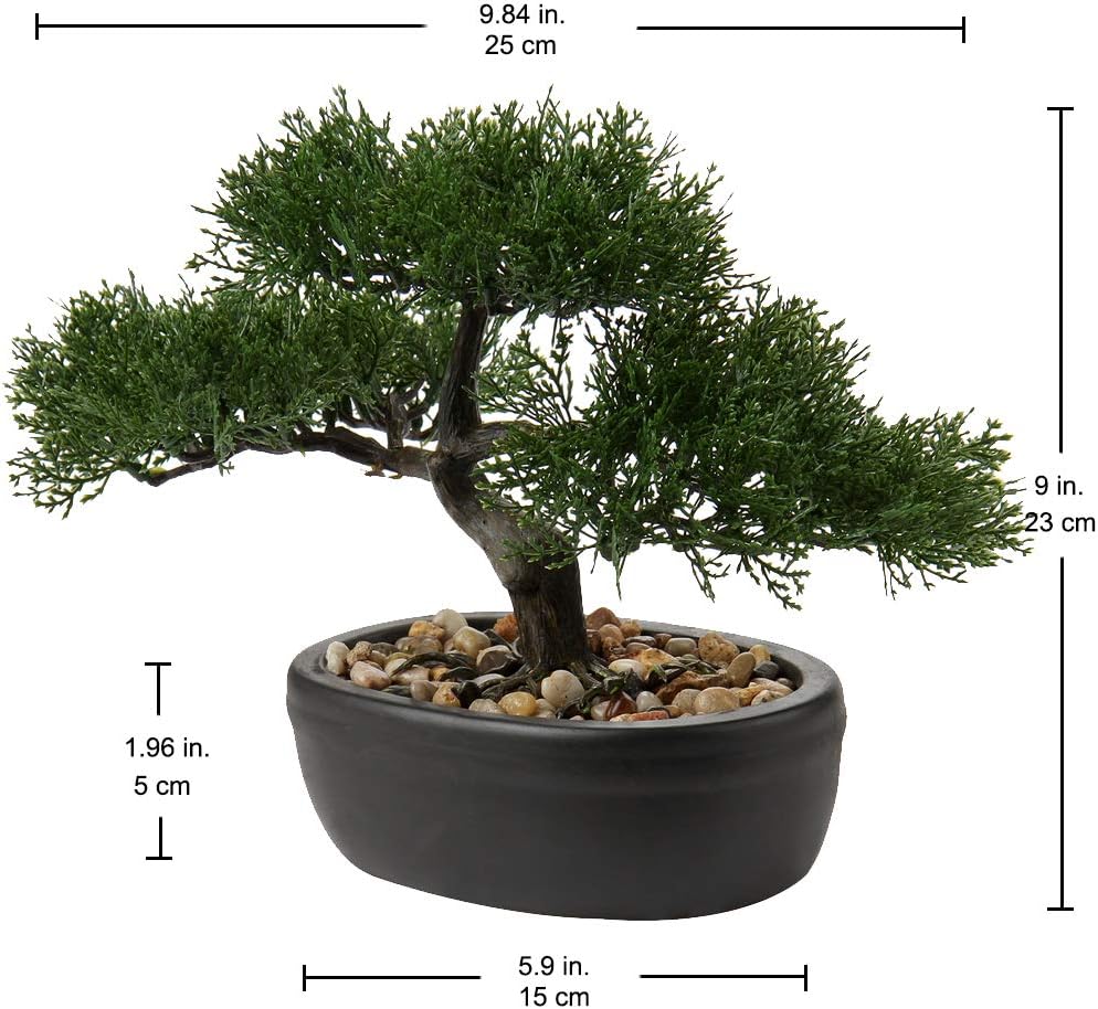 Artificial Bonsai Tree Juniper Faux Plants Indoor Small Fake Plants Decor with Ceramic Pots for Home Table Office Desk Bathroom Shelf Bedroom Living Room Farmhouse Decorations