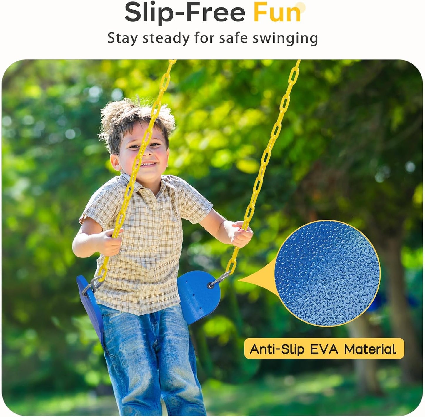 DECORLIFE 2-Pack Swing Seats for Swing Set, Support 330lb, Swings Replacement Kits with Coated Chains for Kids Adults, Swing Set Accessories with Snap Hooks for Outdoor Backyard Playground, Blue