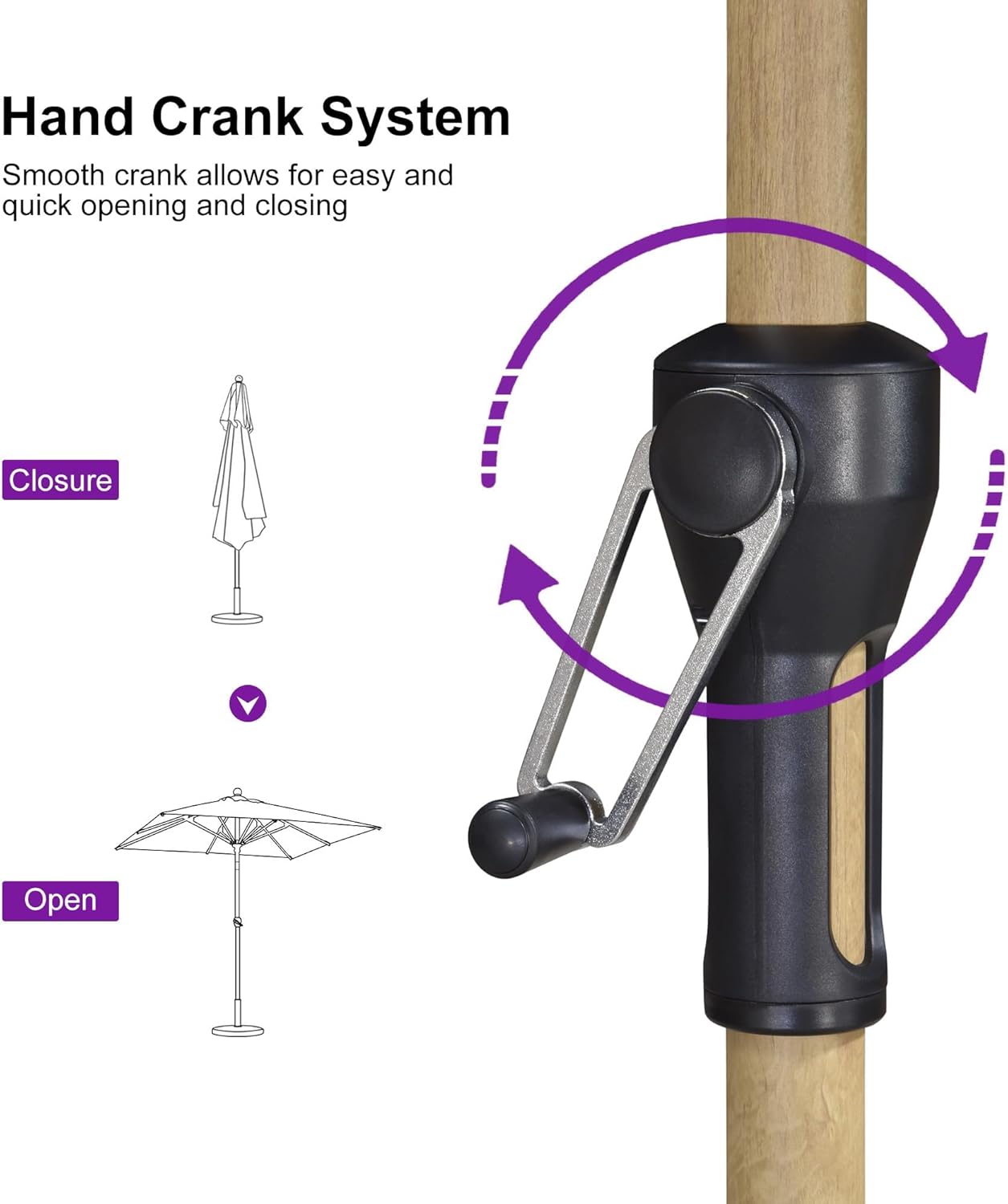 PURPLE LEAF 6' x 6' Square Outdoor Umbrella with Base Outdoor Table Umbrella Aluminum Patio Umbrella with Push Button Tilt & Crank and 8 Ribs Market Umbrella for Pool Backyard Beach, Taupe