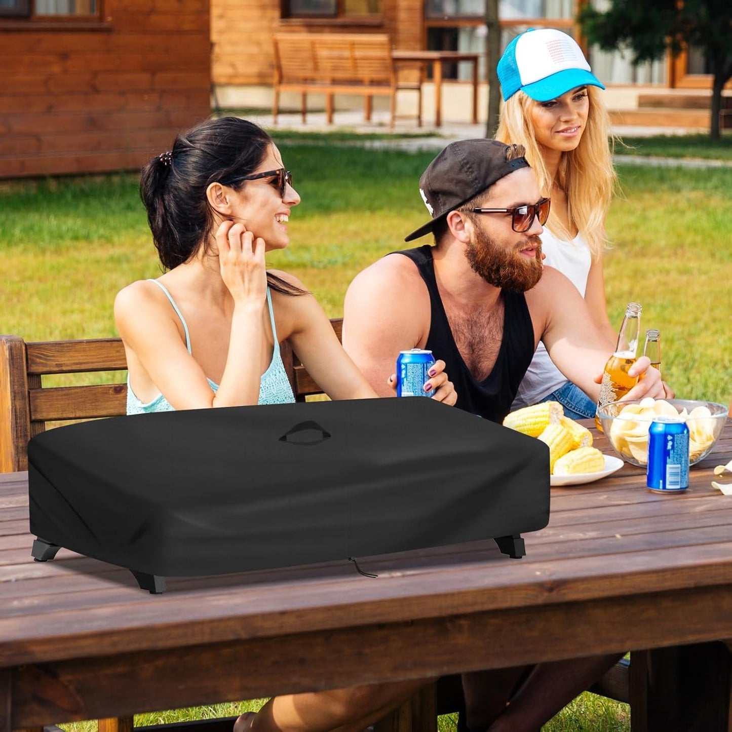 Outdoor Grill Cover for Royal Gourmet PD1305H 3-Burner Propane Gas Grill, 32'L x 19'W x 9'H, Black