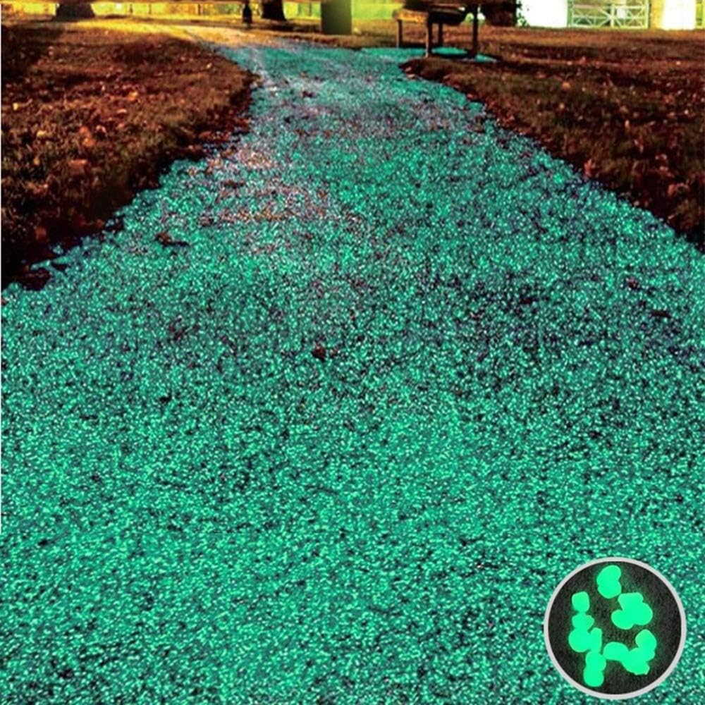 Oubest Glow in The Dark Rocks Glow Pebbles Decor for Garden/Fish Tank/Aquarium/Walkway/Driveway/Plant Pots/Bonsai (100, Green)