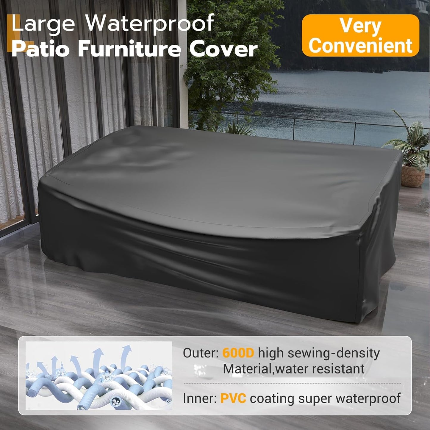 UDPATIO Patio Furniture Set, 7 Piece Outdoor Sectional Sofa, Wicker Modular Patio Sectional Conversation Sets with Waterproof Cover for Deck Backyard(Brown/Dark Grey)