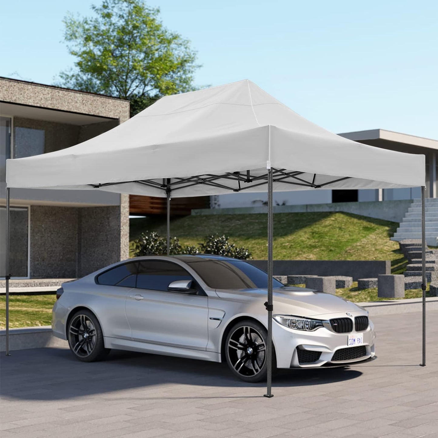 COBIZI 10x15 Heavy Duty Pop up Canopy Tent Easy Up Commercial Outdoor Canopy Wedding Party Tents for Parties All Season Wind & Waterproof Gazebo with Carry Bag, White(Frame Thickened)