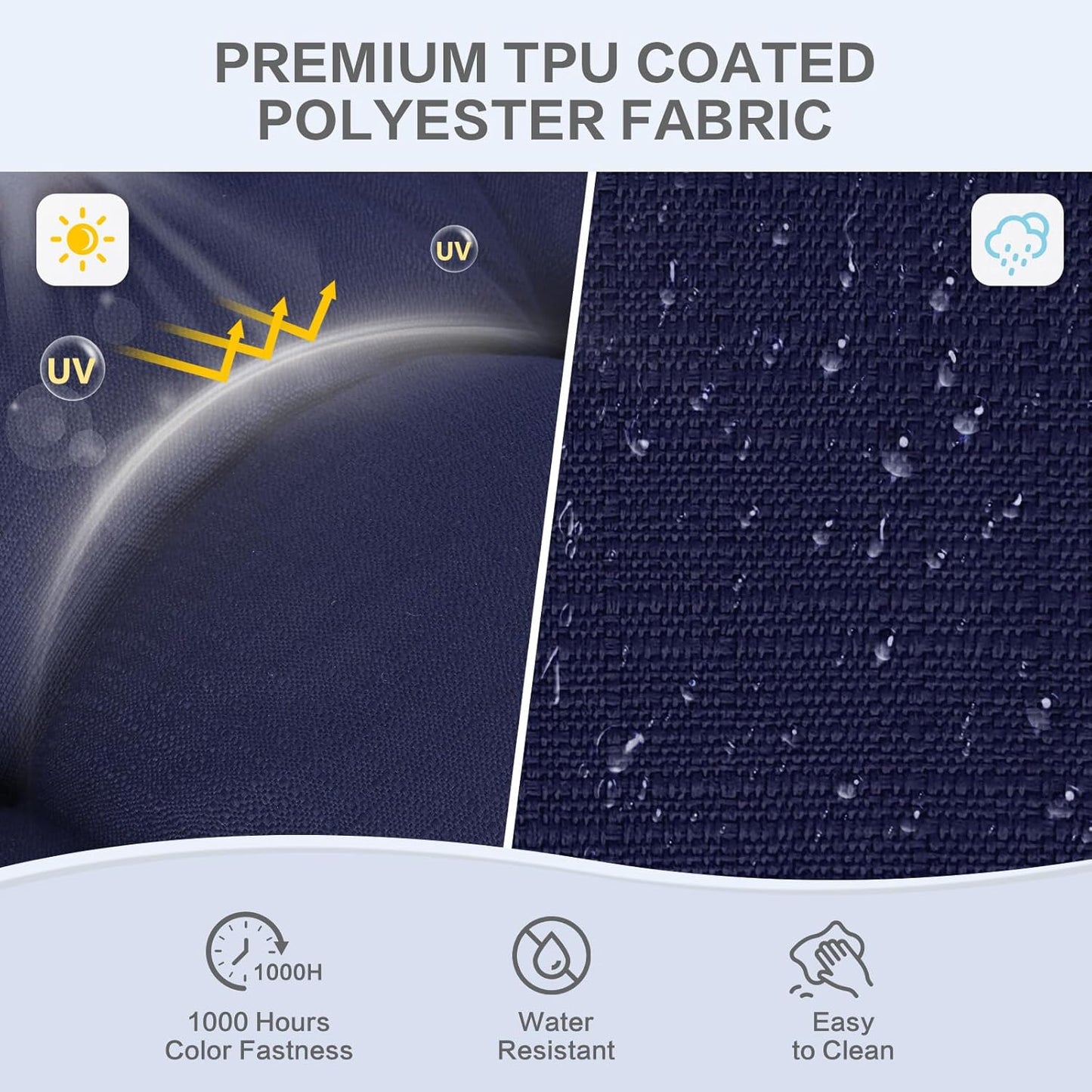 Aoodor 19" x 19" x 5" Tufted Outdoor Chair Cushions, Water Resistant & Fade Resistant Polyester Dining Chair Pads with 2 Straps for Patio Furniture, Set of 4