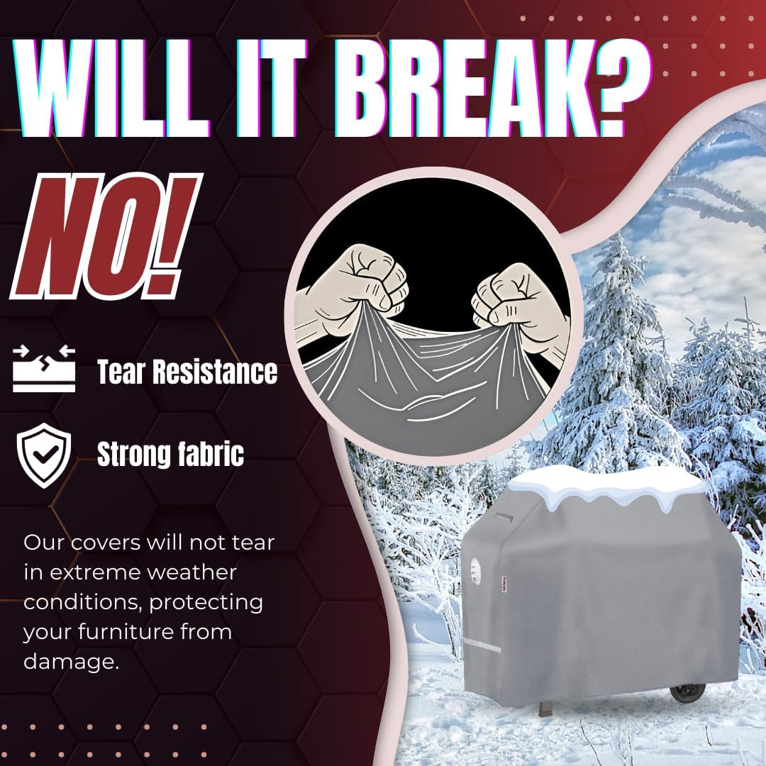 BBQ Grill Cover, 70 Inch Heavy Duty Waterproof 5-6 Burner Barbecue Gas Grill Covers for Weber Genesis Summit Char-Broil Deluxe, Gray