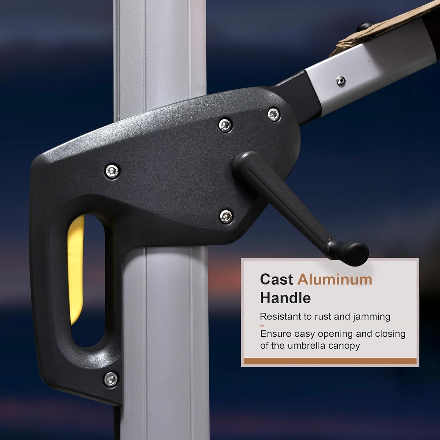 PURPLE LEAF 9' X 12' Solar Powered LED Patio Large Umbrella Offset Double Top Hanging Umbrella Outdoor Market Umbrella for Garden, Deep Beige