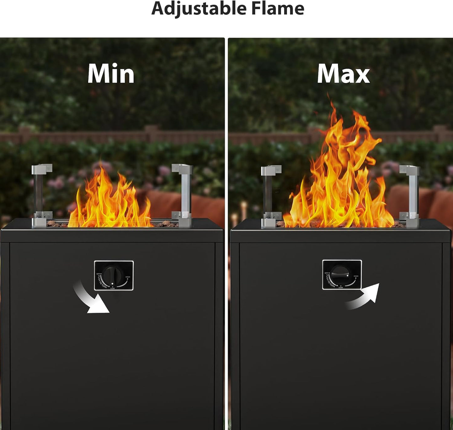 Fire Pit Table Propane Smokeless Fire Pit Outside Heater Patio with Lava Rocks,Glass Wind Guard and Cover,20" Square Fire Pit Table for Balcony Garden Outdoor Camping Deck Backyard,Black