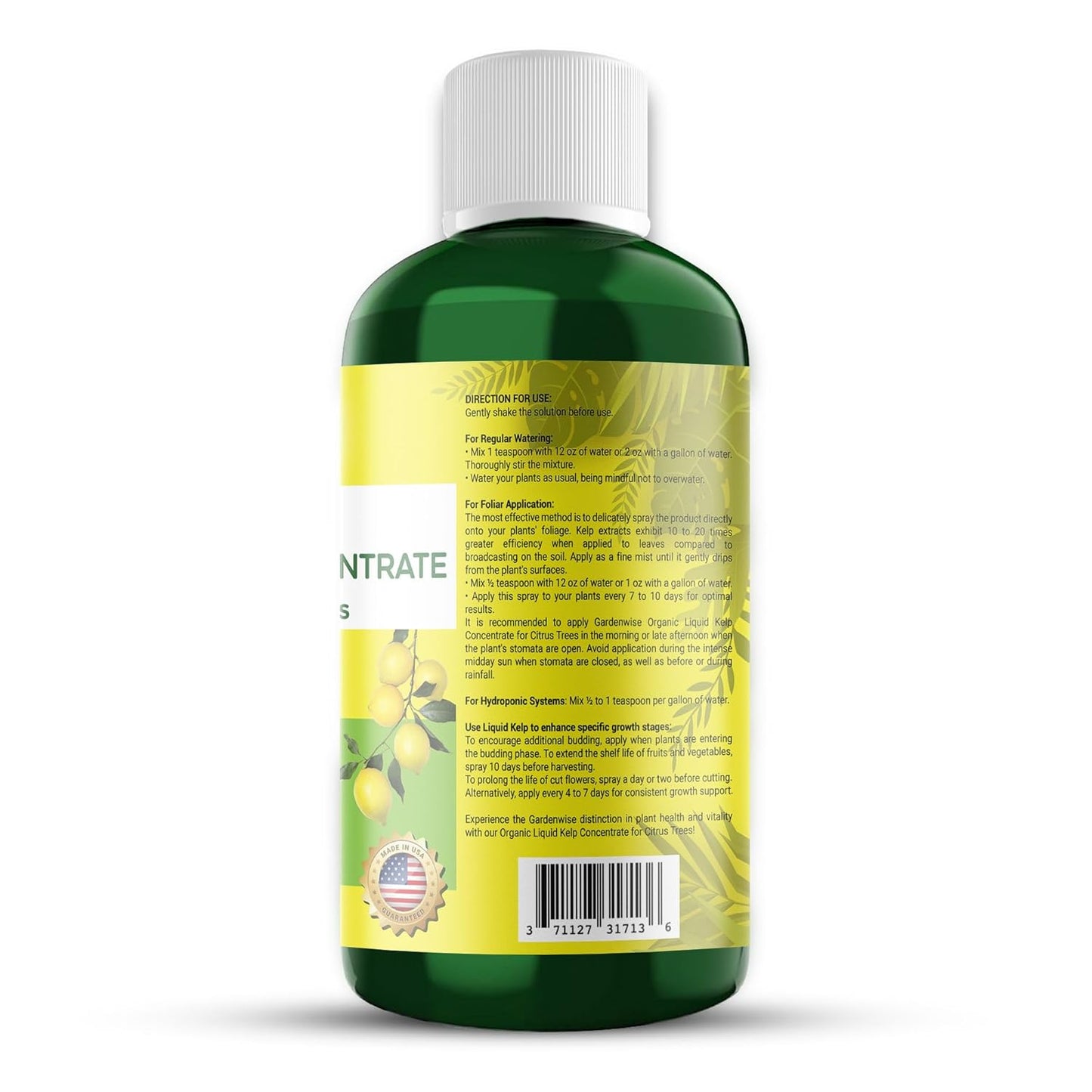 Organic Premium Kelp Seaweed Fertilizer: All-in-One Citrus Tree Fertilizer for Meyer Lemon, Lime, and Other Fruiting Trees - Liquid Plant Food for Potted & Outdoor Citrus Trees (32 OZ)