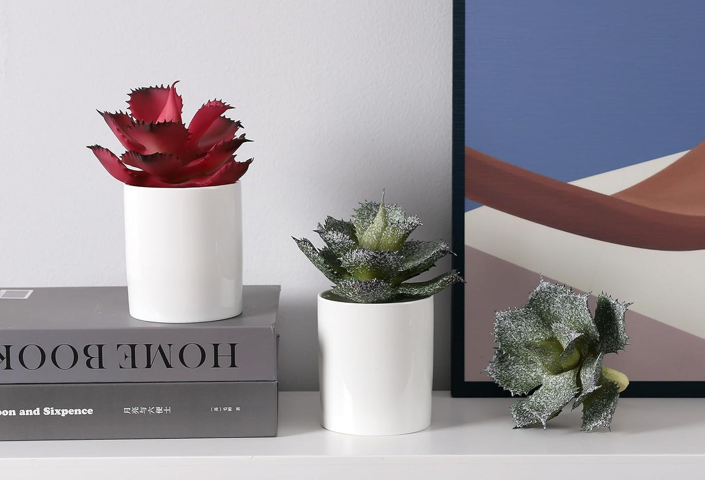 Duovlo Artificial Succulent Plant 5.15 Inch Faux Succulents Agave potatorum Flower Arrangement Craft Wall DIY Materials,Pack of 2 (Rose)