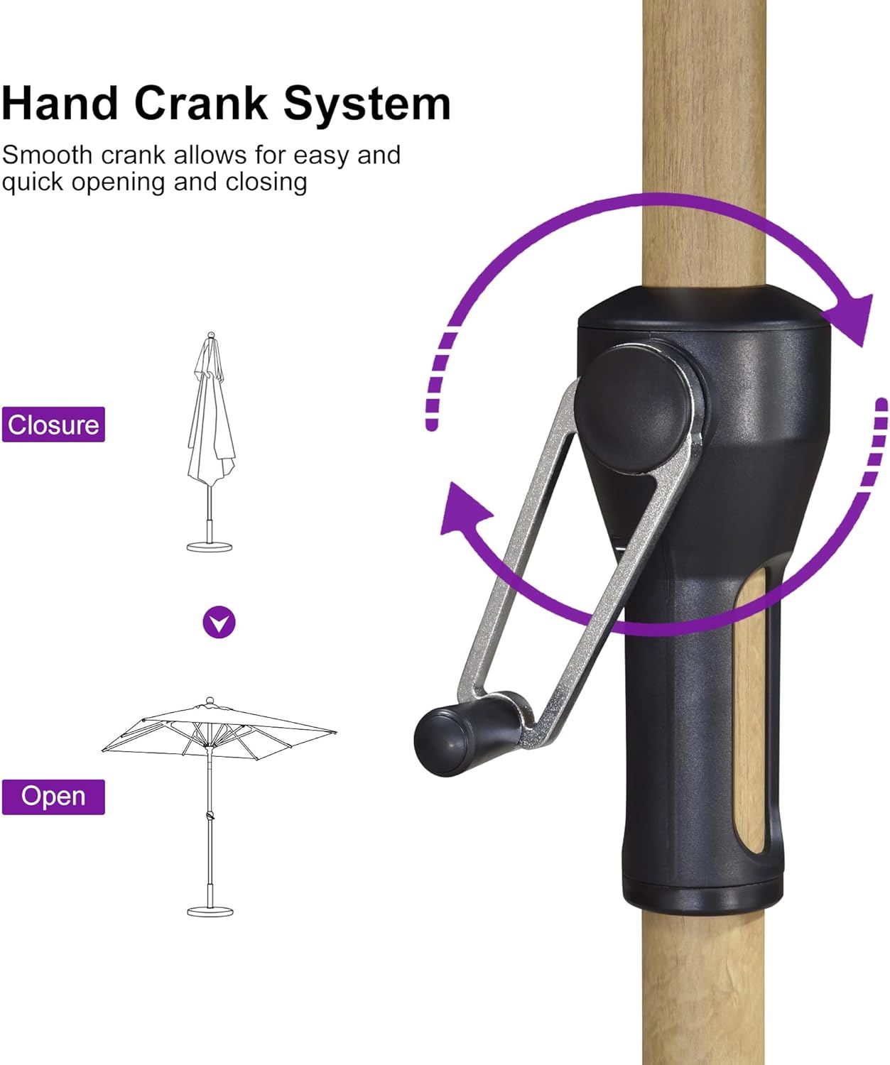 PURPLE LEAF 6' x 6' Market Umbrella Outdoor Table Umbrella Aluminum Patio Umbrella with Push Button Tilt & 8 Sturdy Ribs and Crank Outdoor Umbrellas for Deck Backyard Beach, Taupe
