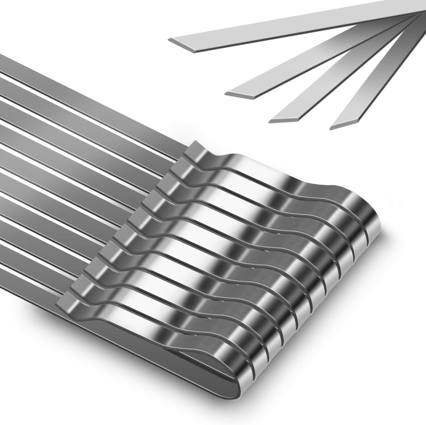 Kabob Skewers 17" Stainless Steel Long BBQ Barbecue Skewers, Flat Metal Kebob Sticks Wide Reusable Grilling Skewers for Meat Chicken,Set of 12 with Storage Bag