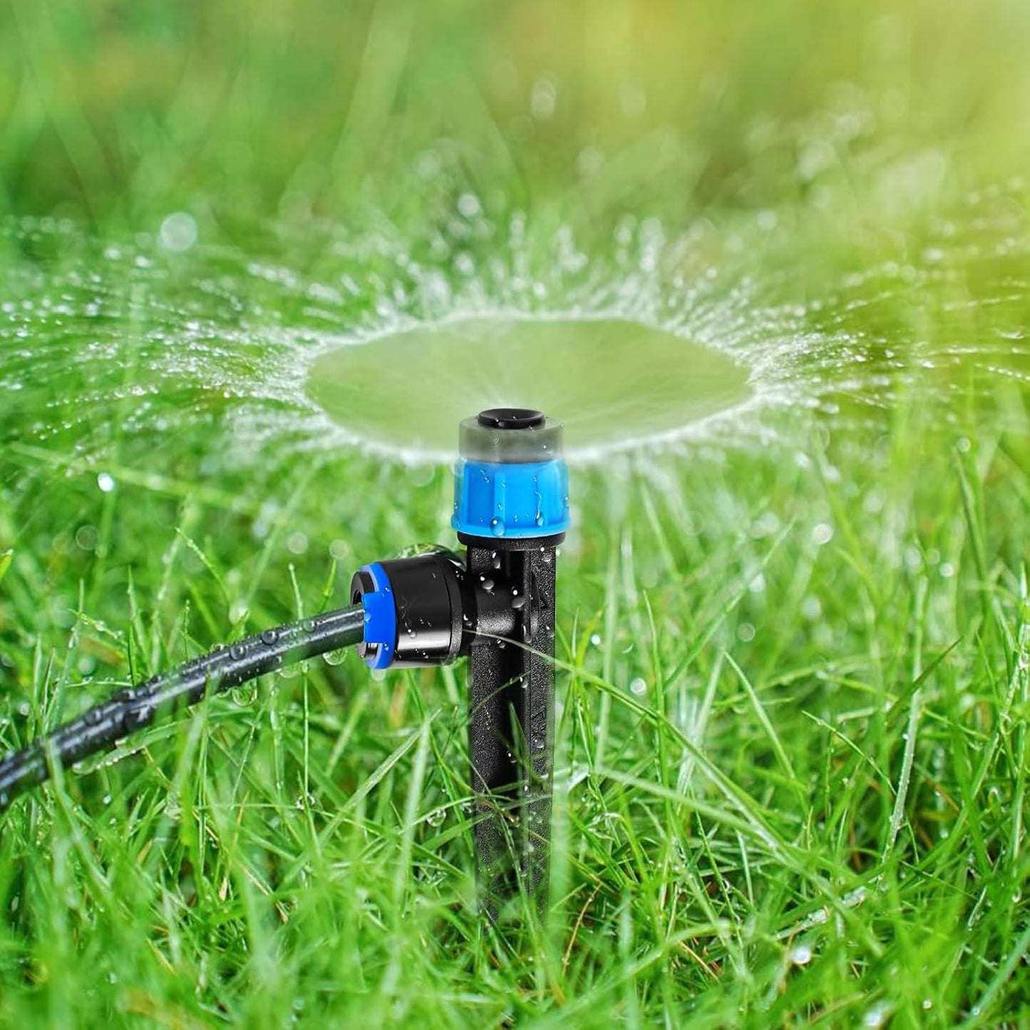 10PCS 1/4 inch Tubing Drip Irrigation Emitters Sprayer,360 Degree Drip Emitter Sprayer with Stake, Irrigation Dripper Sprinklers for Drip Irrigation System