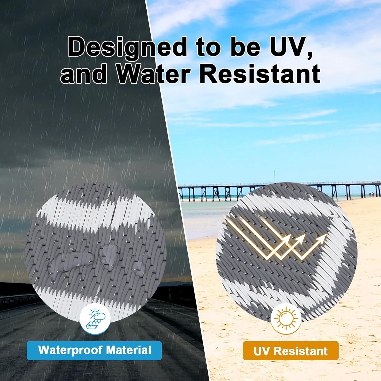 HEBE Outdoor Rug Waterproof 8x10, Reversible Plastic Straw Rug RV Camping Rug, Indoor Outdoor Patio Mat Clearance, Outside Carpet for Porch,Deck,Camper,Balcony,Backyard,Picnic