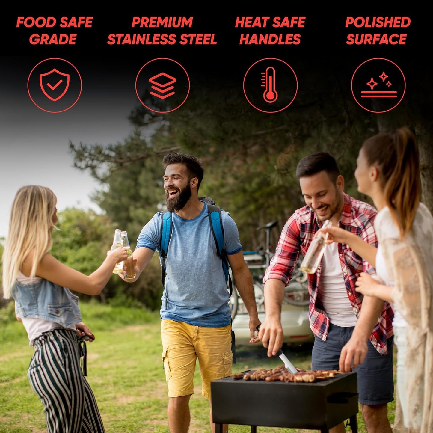 BBQ Accessories Grill Tools Set,Stainless Steel Barbecue Grill Accessories for Outdoor Grill,Professional Barbecue Utensils Grilling Accessories for Camping/Backyard,Grilling Gifts for Men/Women