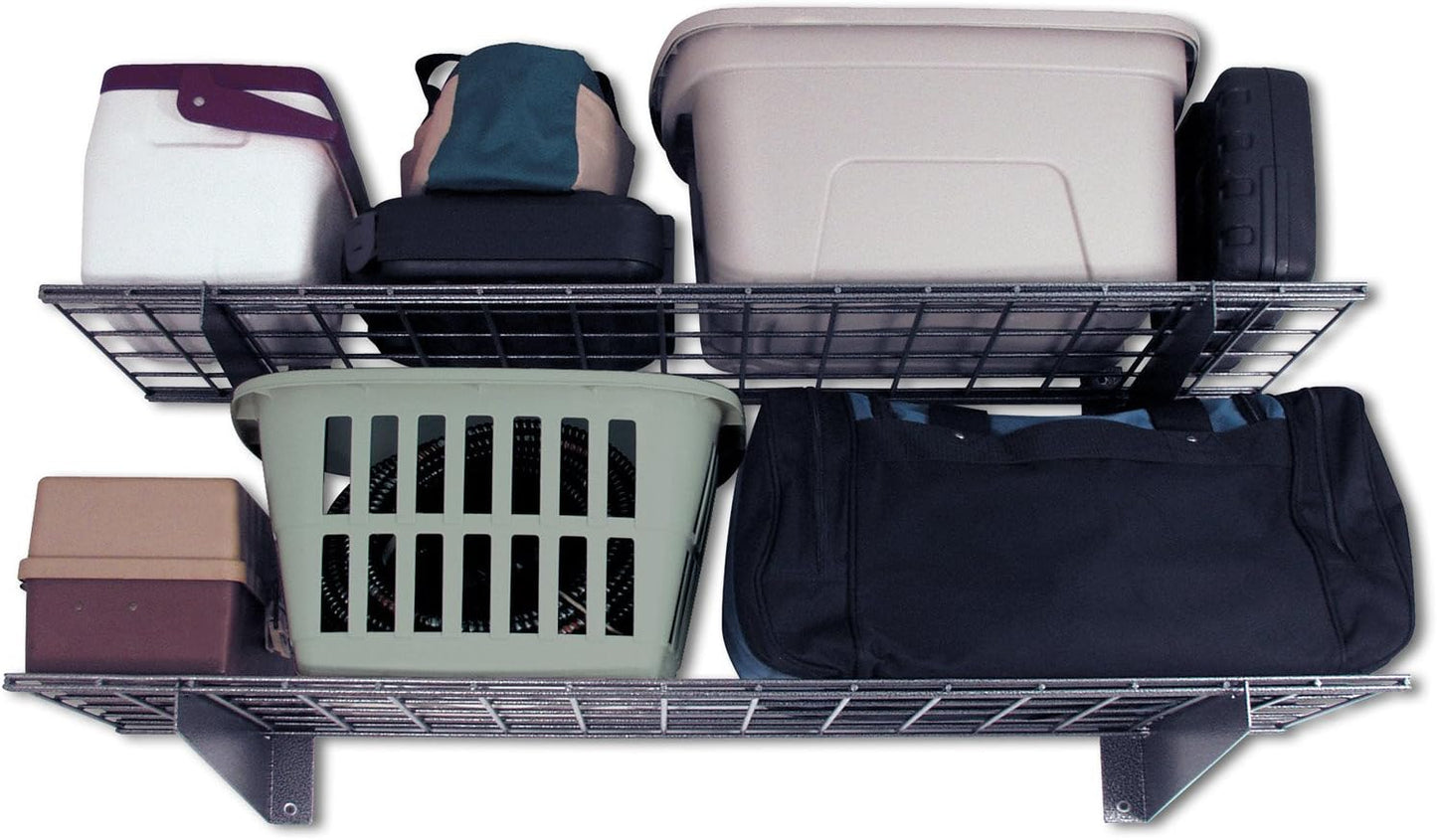 00651 2-Pack Heavy Duty Steel Wall Garage Shelving, 45-Inch X 15-Inch, Low-Profile Brackets, Max Shelf Load 200 Pounds, Hammertone