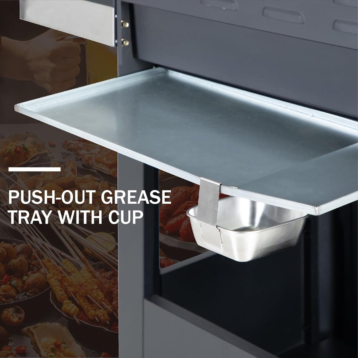 Sophia & William 4-Burner Gas BBQ Grill with Side Burner & Porcelain-Enameled Cast Iron Grates, Outdoor Cooking Propane Grills Cabinet Style Garden Barbecue Grill, 46,700BTU, Black