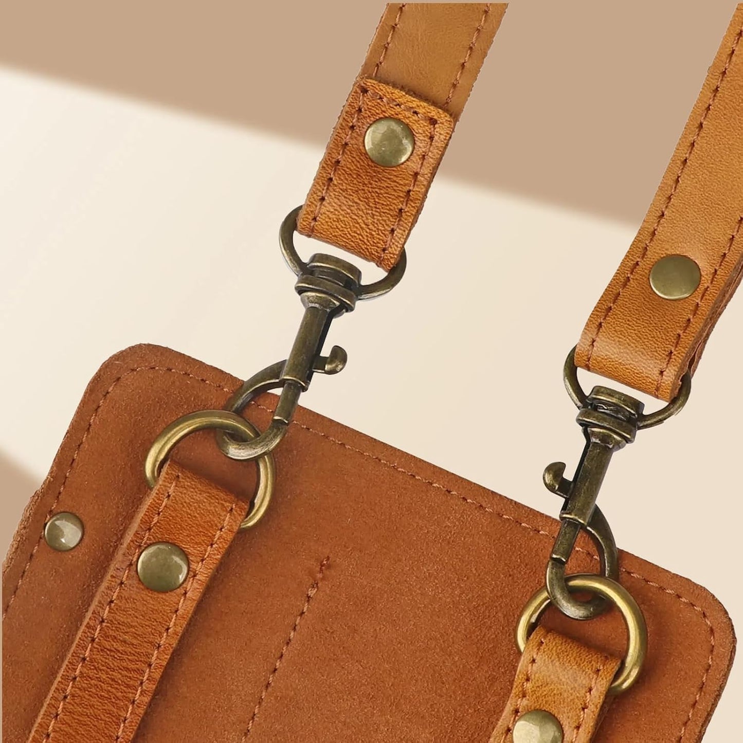 Tourbon Leather Florist Tool Waist Pouch Belt Garden Shoulder Crossbody Tools Bag Gardening Pruning Shears Holder Organizer Kit 4 Pockets (Brownish Yellow)