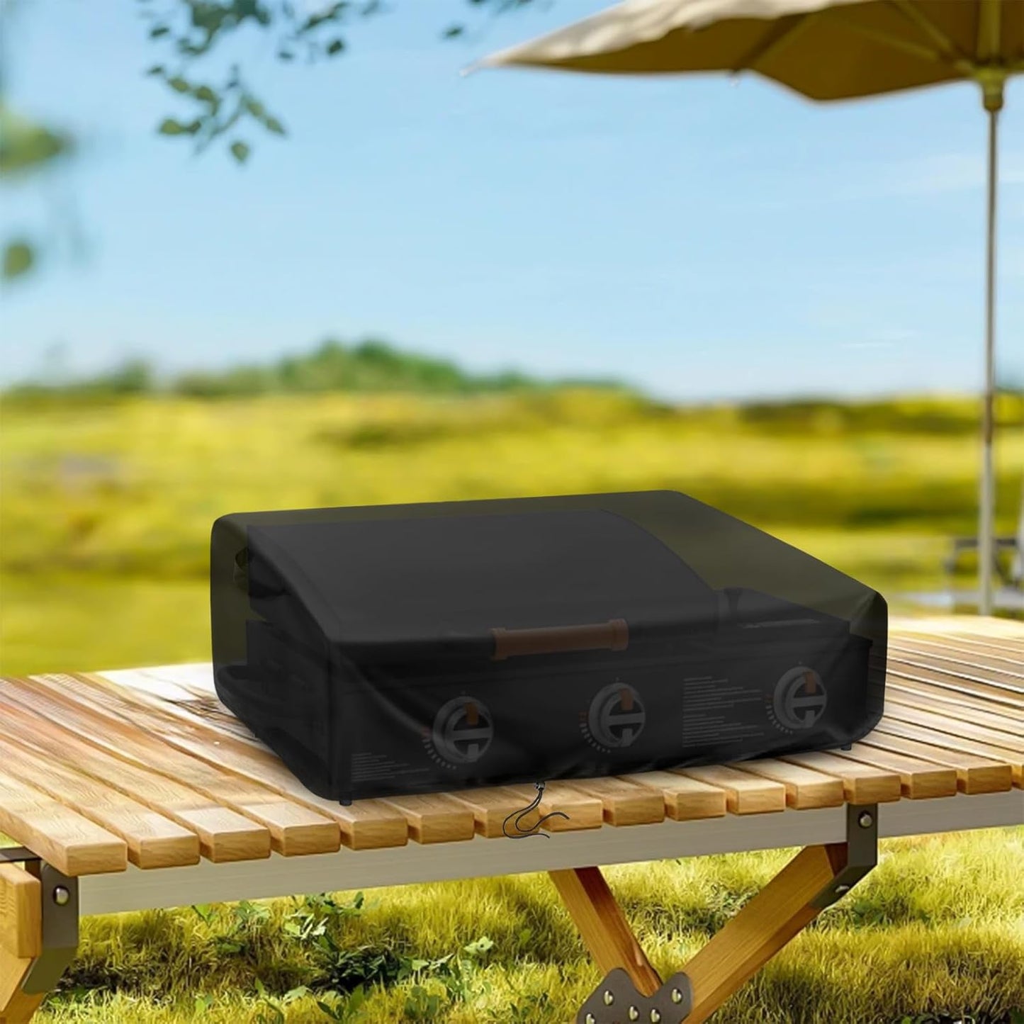 Kingling Grill Cover for Blackstone 1860 2225 On The Go Range Top Combo Griddle, 41 inch Waterproof & Dustproof Outdoor Grill Cover (Cover Only) - Black