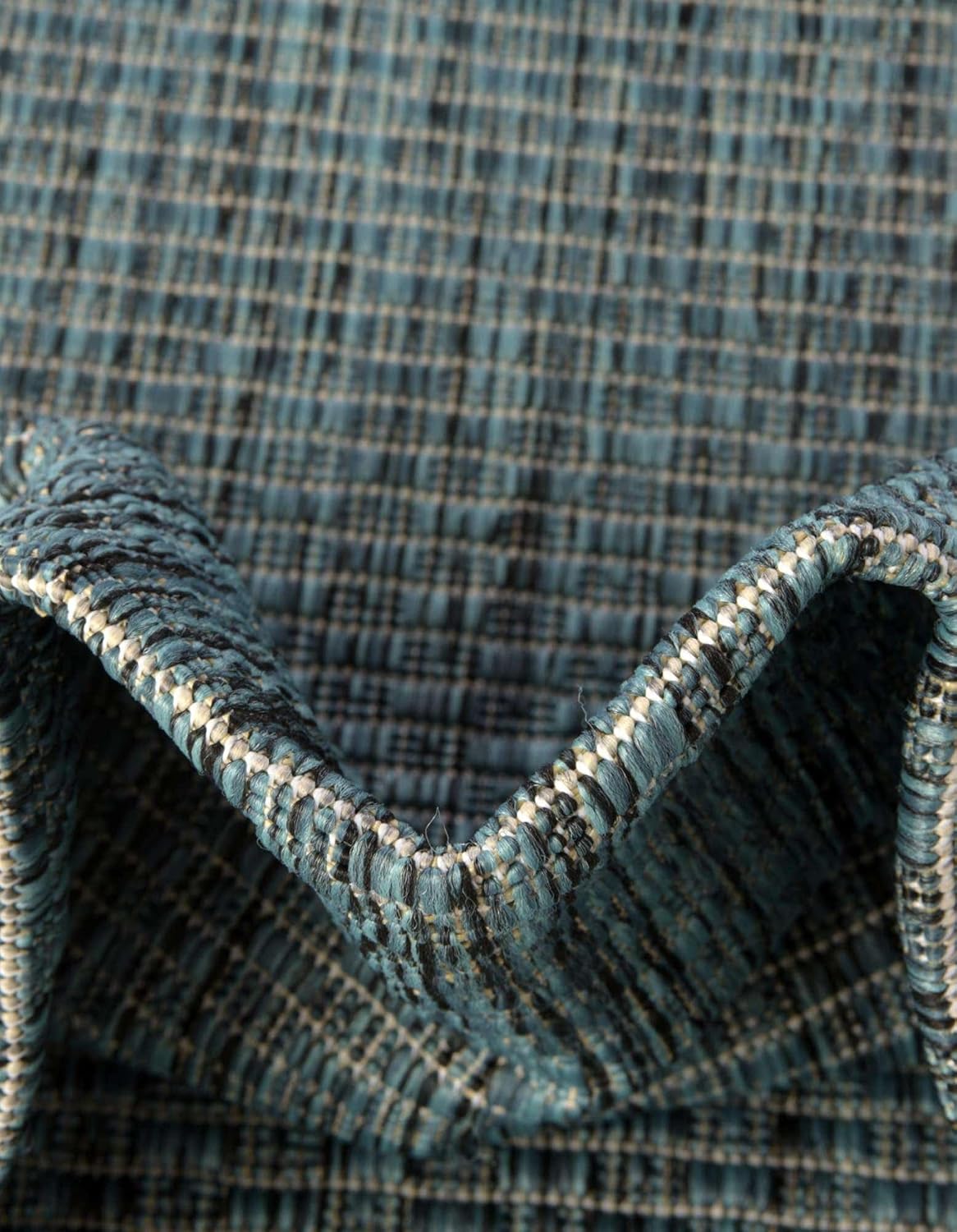 Unique Loom Outdoor Solid Collection Area Rug (4' 1" Square Teal/Navy Blue)