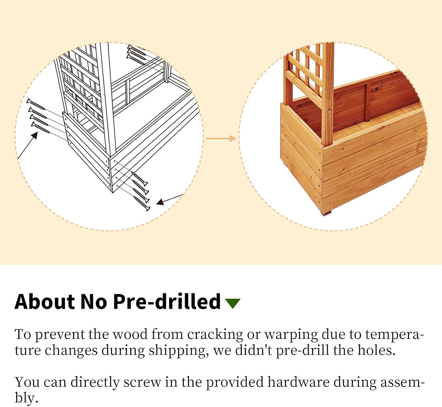 Raised Garden Bed with Wood Trellis Set of 2 Outdoor Planter Box for Tomatoes Climbing Vegetables Herbs Flowers Patio Pots Tall Hanging Roof 2 Drainage Holes Orange, 42.5" L x 17.3" W x 66.1" H