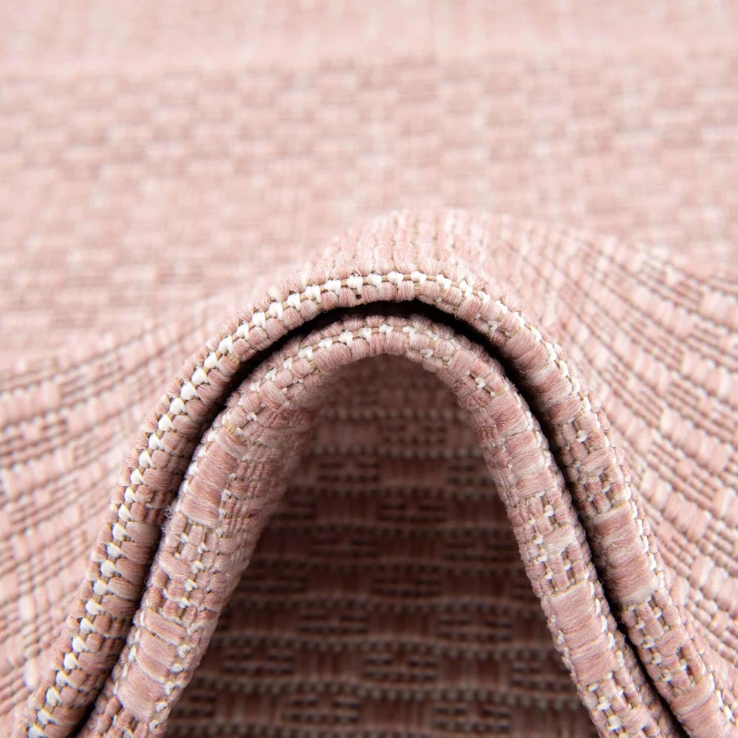 Unique Loom Collection Casual Transitional Solid Heathered Indoor/Outdoor Flatweave Area Rug (10' 8" Square, Whisper Pink/Ivory)