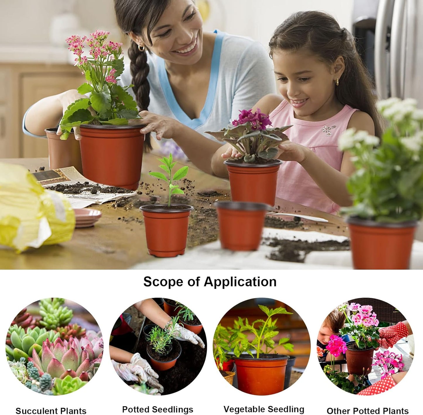 Augshy Nursery Pot, 75 Pcs 4", 5", 6" Plastic Plant Nursery Seed Starting Pots for Indoor Outdoor Succulent Seedling Cutting Transplanting