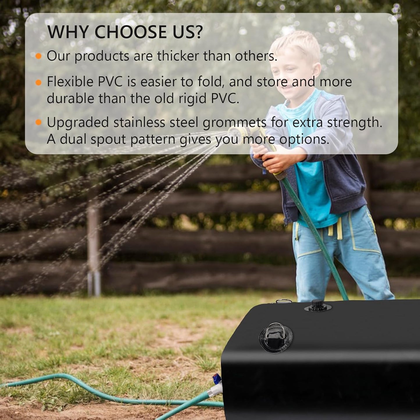 Water Storage Bladder, Water Tank 65 Gallon Foldable Portable Water Storage, Large Water Storage Containers with 3/4" PVC Spigot and Overflow Kit for Camping, Garden, Emergency Water Storage