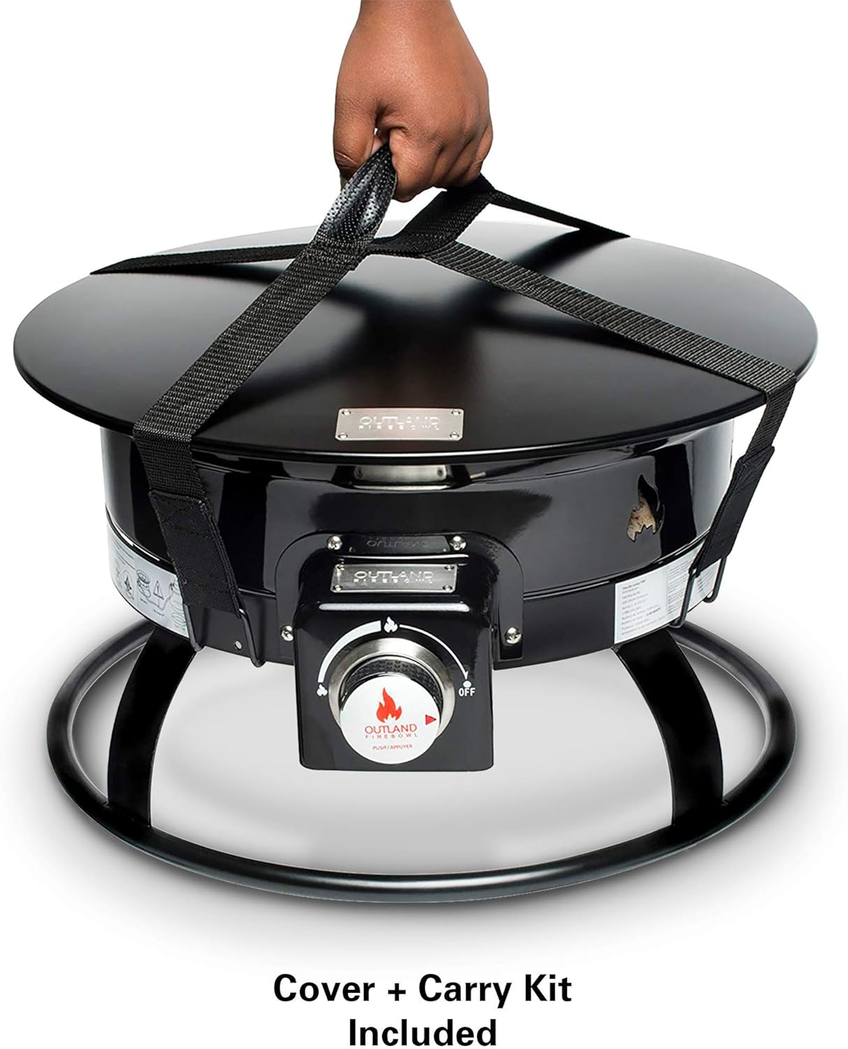 Outland Living Portable Propane Fire Pit, 19-inch, 58,000 BTU with Fire Pit Cover & Carry Kit, Smokeless Gas Firebowl | Perfect for Camping, Patio, Backyard, Tailgating, Deck, RV| Black 893 Deluxe