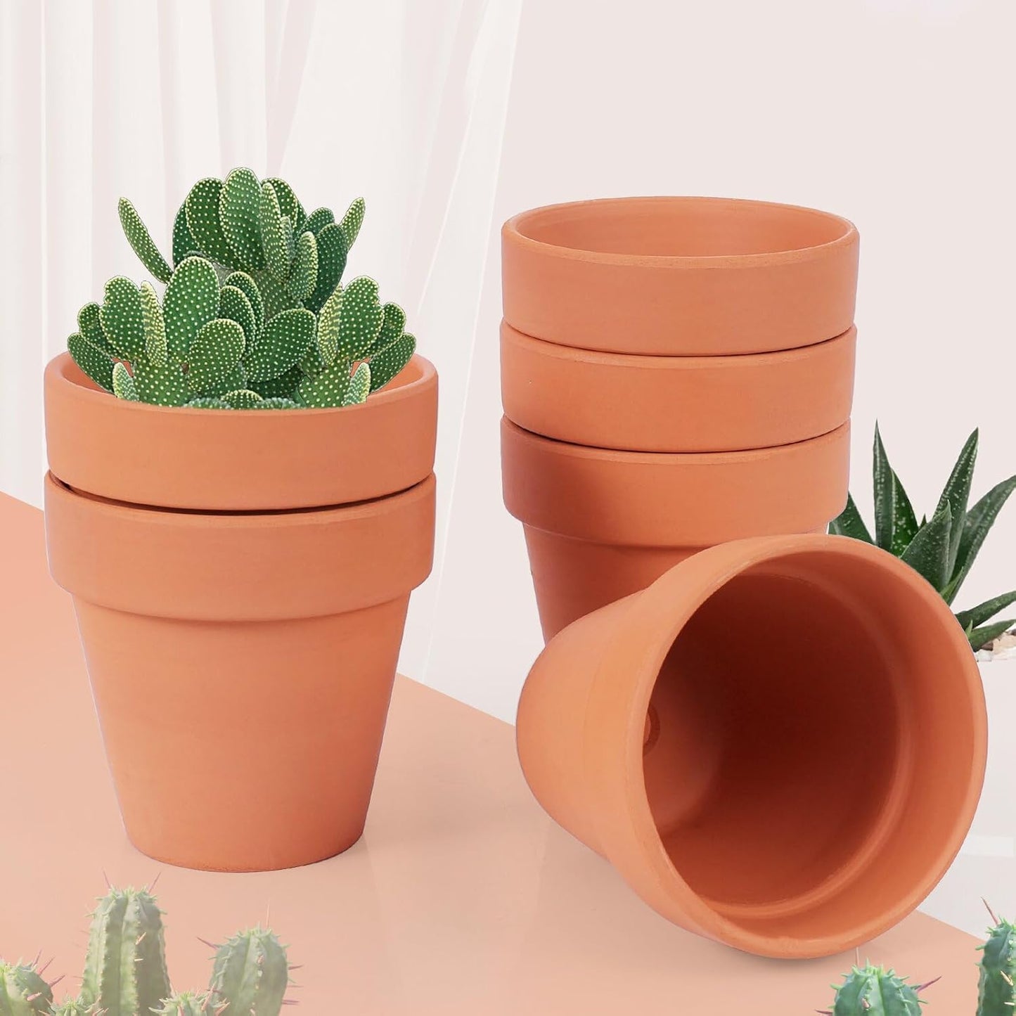 6 Inch Clay Pot for Plant with Saucer, Flower Pot with Tray, 8 Pack Small Terra Cotta Plant Pot with Drainage Hole, Great for Plants, DIY Crafts, Wedding Favor (6inch 8pack)