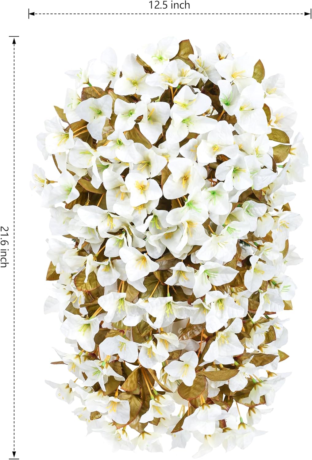 Bougainvillea Artificial Fall Hanging Flowers Plants for Outdoors Autumn Decoration, 2pcs Faux Bougainvillea Vines White Fake Flowers Realistic UV Resistant Silk Flowers for Outside Planter Yard Home