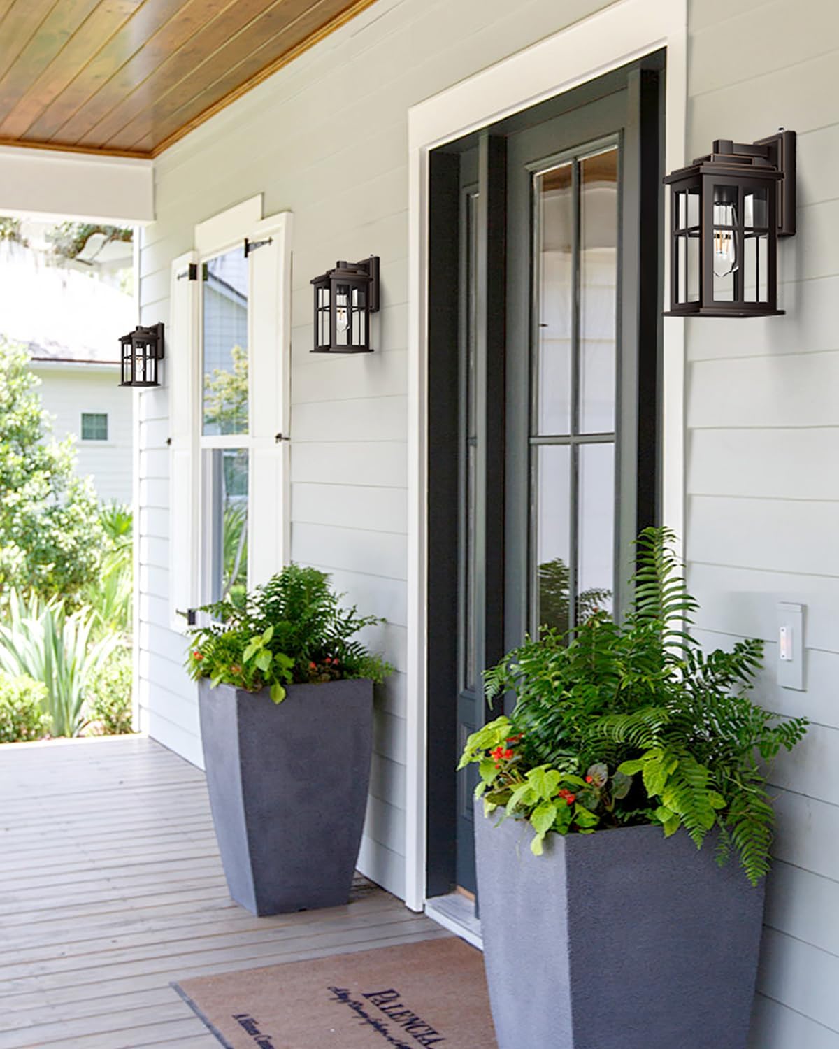 Dusk to Dawn Outside Lights for House, Oil Rubbed Bronze Anti-Rust Aluminum Exterior Lighting Fixtures, Easy-to-Install Waterproof Modern Outdoor Wall Light for Porch, Garage, Front Door